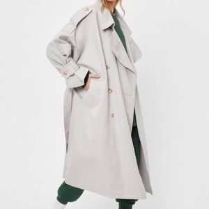 Light Gray Oversized Trench Coat